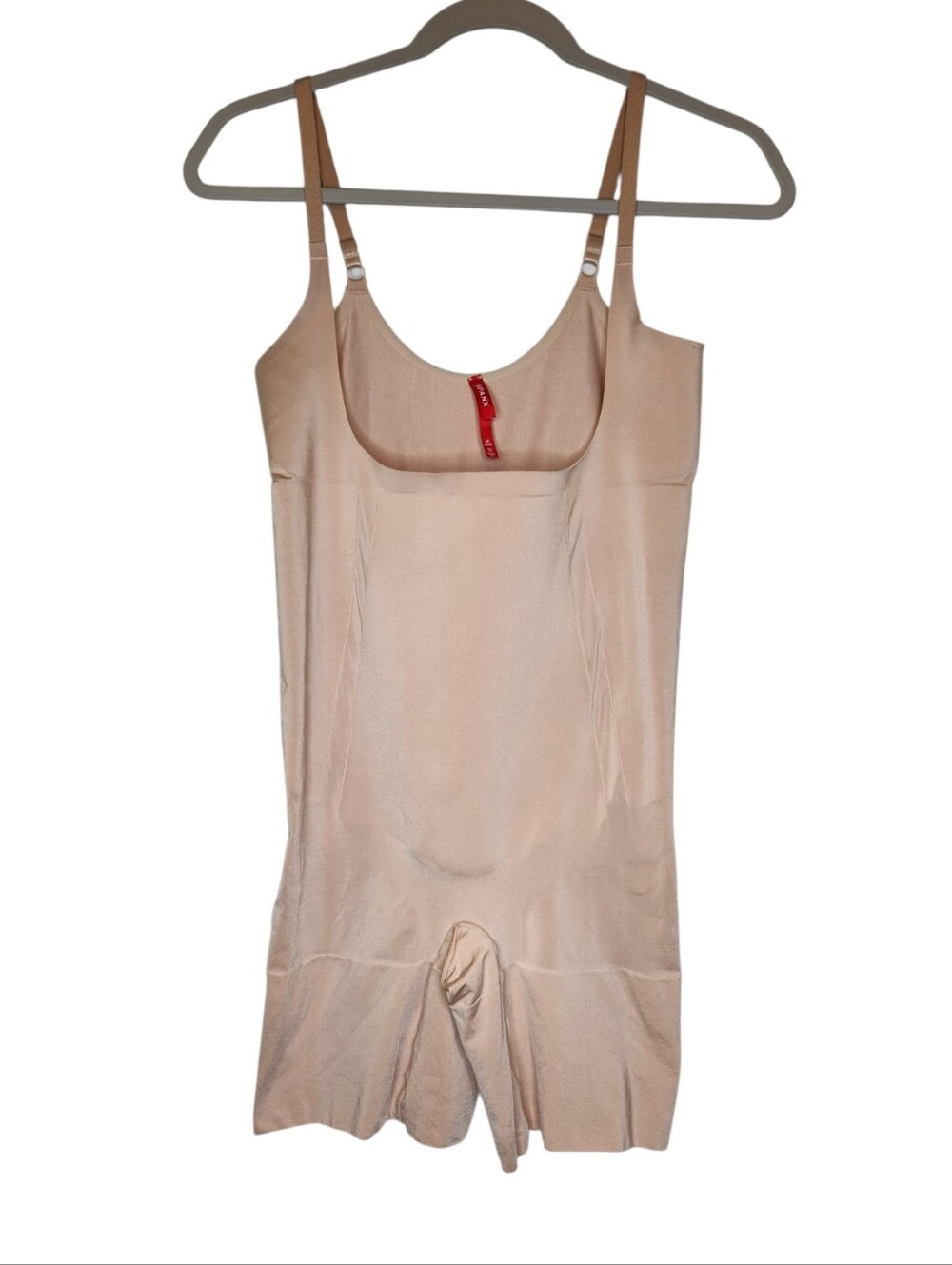 Spanx Open Bust Mid Thigh Beige Bodysuit Shapewear Size 1X